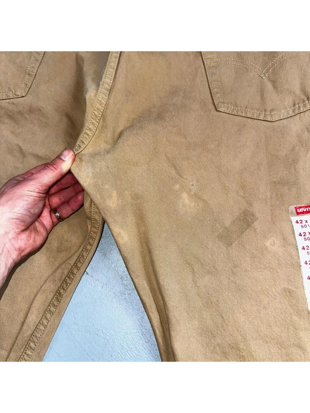 Levis 501 Vintage 90s USA XX Straight Leg Jeans Khaki Brown Wash 42x32 Act 40x32